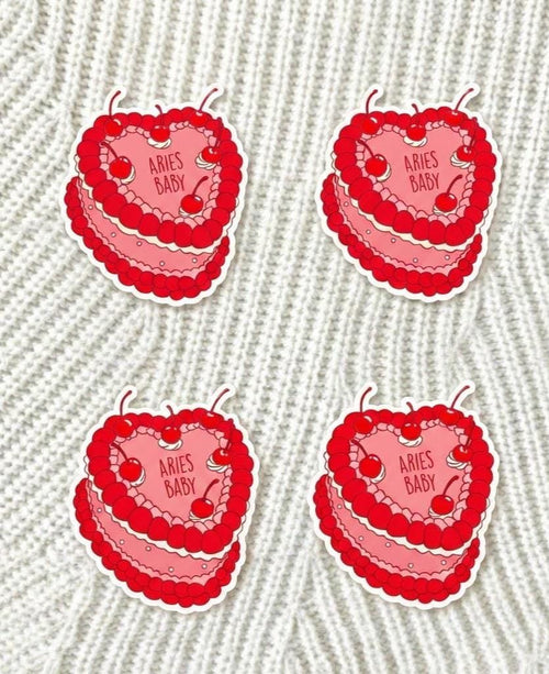 Aries Baby Sticker | Vintage Heart Cake, Y2K