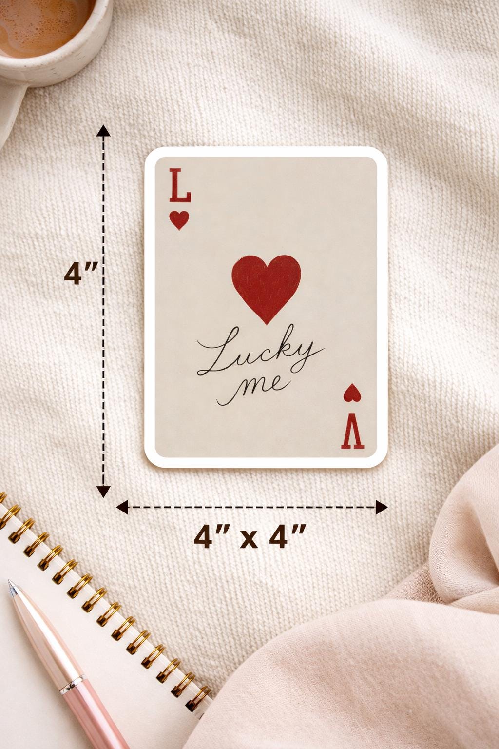 Ace of Hearts Sticker – Lucky Playing Card Vinyl, Red Heart Design