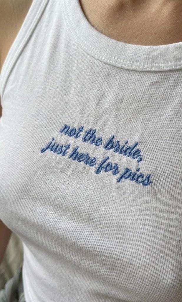 Personalized Embroidered Tank Top, Custom Embroidery Crop top Mrs Bride gift, Bachelorette party idea