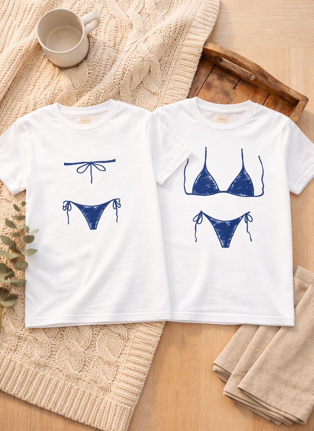 Bikini T-Shirt | Funny Summer Beach Cover Up | Cute Body Illusion Tee | Y2K Sketch Graphic Top | Bachelorette & Pool Party Shirt