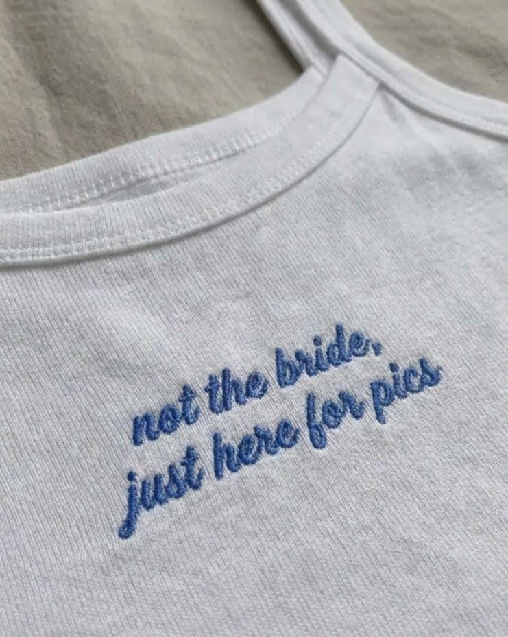 Personalized Embroidered Tank Top, Custom Embroidery Crop top Mrs Bride gift, Bachelorette party idea