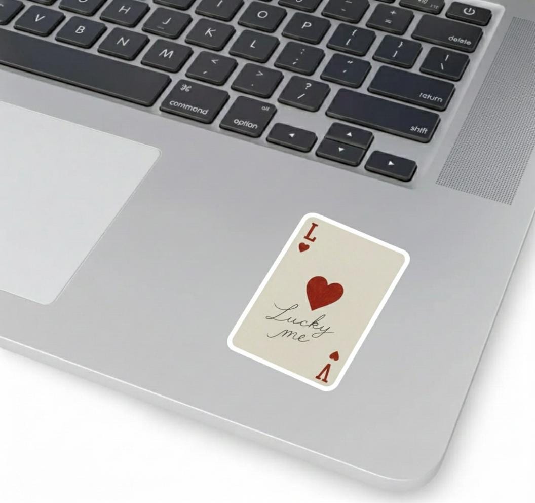 Ace of Hearts Sticker – Lucky Playing Card Vinyl, Red Heart Design