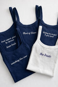 Personalized Embroidered Tank Top, Custom Embroidery Crop top Mrs Bride gift, Bachelorette party idea