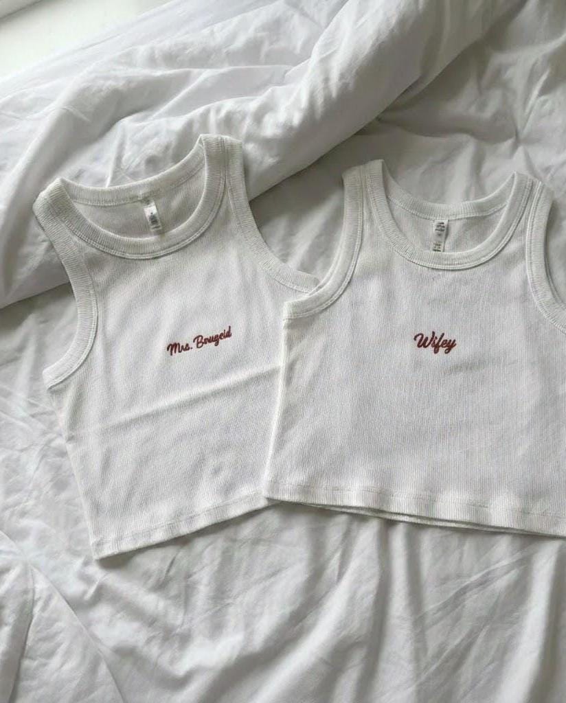 Embroidered Wifey Tank Top | Personalized Bridal Gift